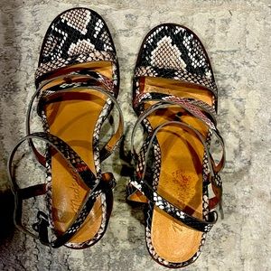 Madewell snake pattern sandals size 7 leather upper, manmade sole